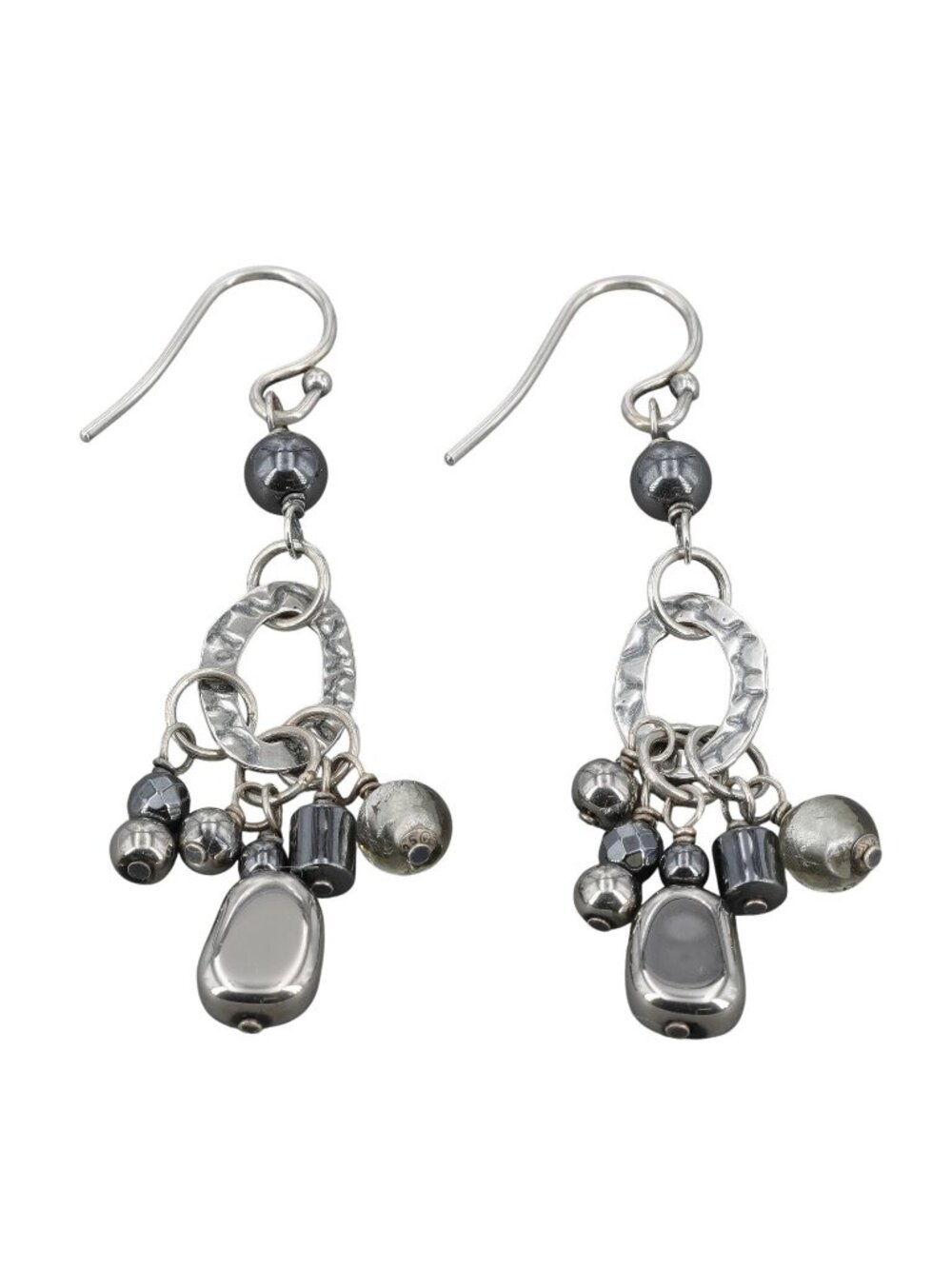 Silpada Sterling Hematite & Glass Bead Hailstone Dangle Earrings W1963